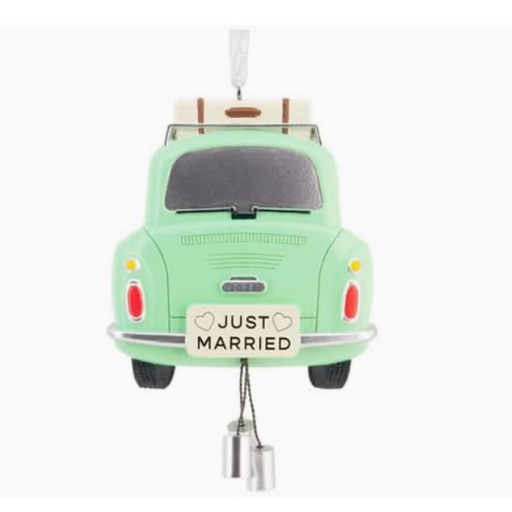 Hallmark Mint Green 'Just Married' Wedding Car Ornament